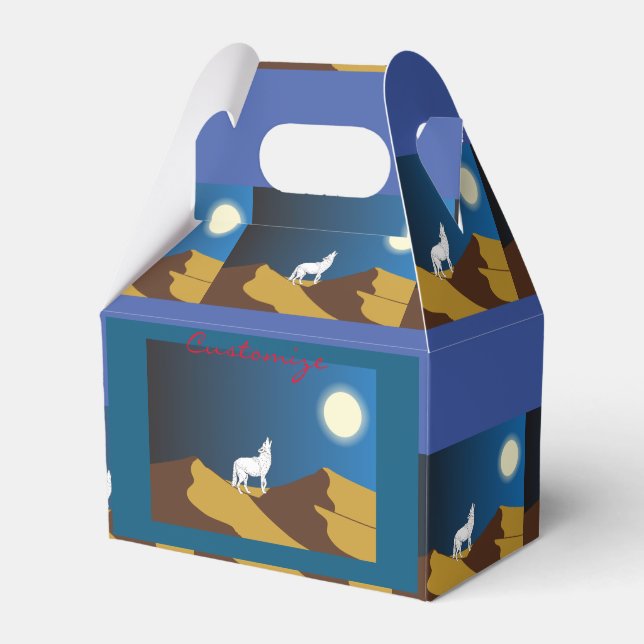 Wüste Coyote Howling Vollmond Thunder_Cove Geschenkschachtel (Vorderseite)