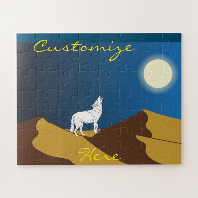 Wüste Coyote Howling Vollmond Thunder_Cove Puzzle (Horizontal)