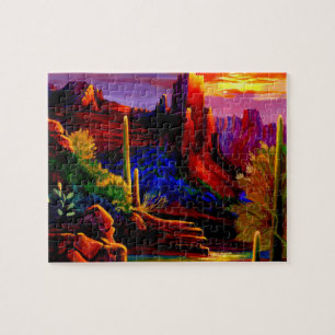 Wüste, die von Sunset Jigsaw Puzzle gemalt wurde