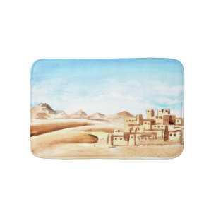 Wüste Dunes African City Watercolor Badematte