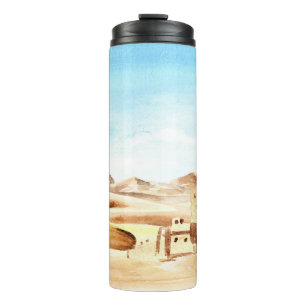 Wüste Dunes African City Watercolor Thermosbecher
