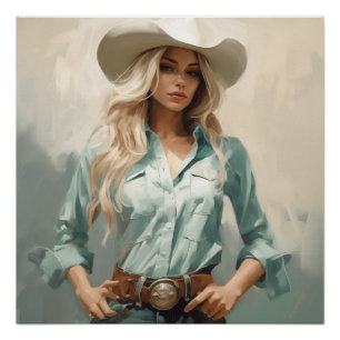 Wüste Dusk: Cowgirl Wall Art Poster