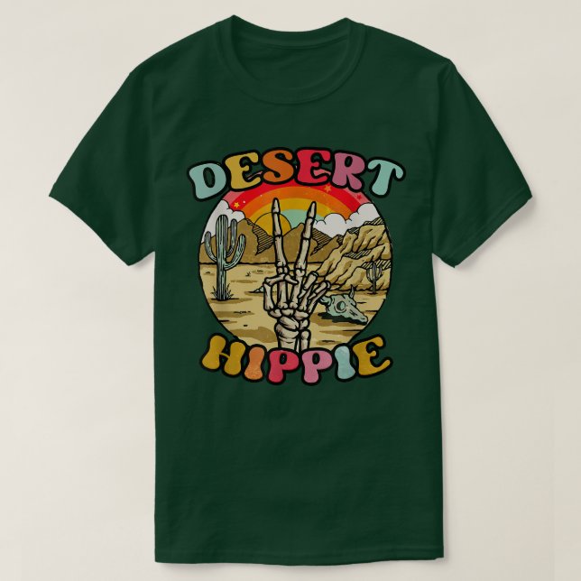 Wüste Hippie Skeleton Rainbow Wüste Summer Vinta T-Shirt (Design vorne)