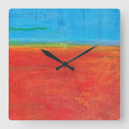 Wüste Horizon blauer Himmel Orange Sand abstrakt Quadratische Wanduhr