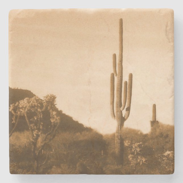Wüste im Sepia Steinuntersetzer (Vorderseite)