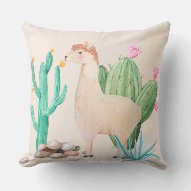 Wüste LIama Cactus Blume Nature Kissen (Vorderseite)