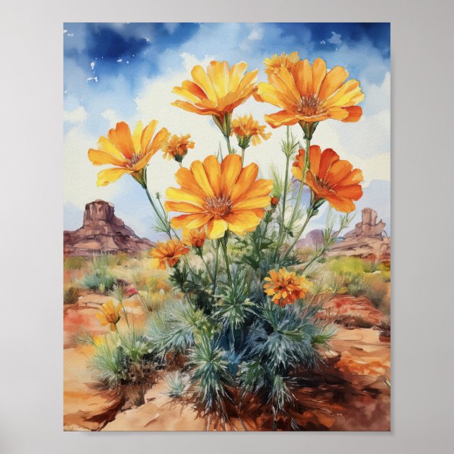 Wüste Marigold Floral Arizona Poster (Vorne)