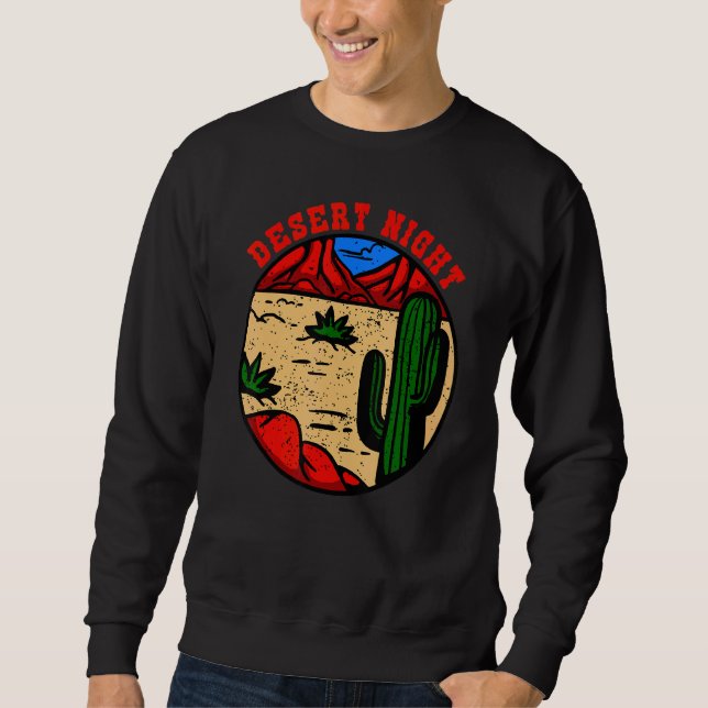 Wüste Night Cactus Dark Landscape Adventure Hikin Sweatshirt (Vorderseite)