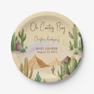 Wüste Oh Cactus Boy Boho Arch Baby Shower Pappteller