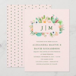 Wüste Pink Sukkulente Einladung zur Hochzeit