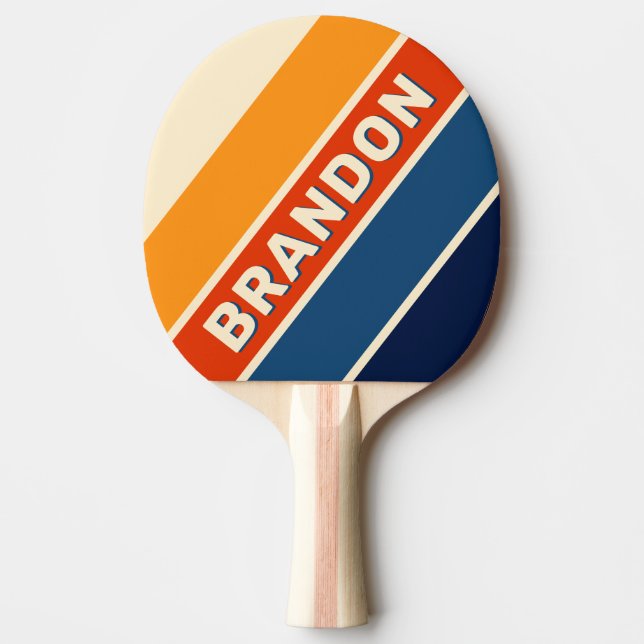 Wüste Retro Rainbow fett Streifen mit Namen Tischtennis Schläger (Vorderseite)