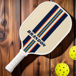 Wüste Retro Rainbow Kundgebung Streifen mit Namen Pickleball Schläger
