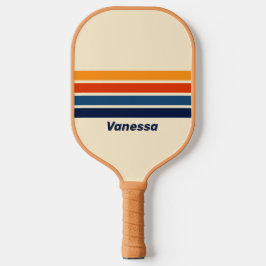 Wüste Retro-Regenbogen durch Streifen mit Namen Pickleball Schläger