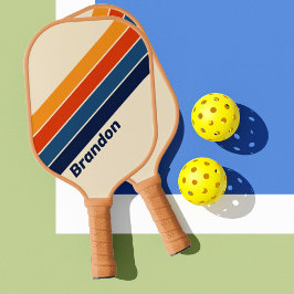 Wüste Retro Regenbogen mit Namen Pickleball Schläger