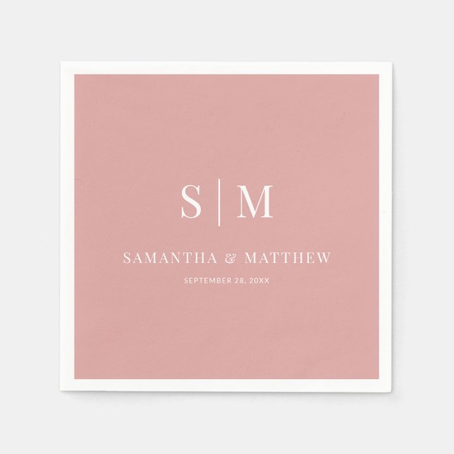 Wüste Rose Einfache Elegante Couple Initials Hochz Serviette (Vorderseite)