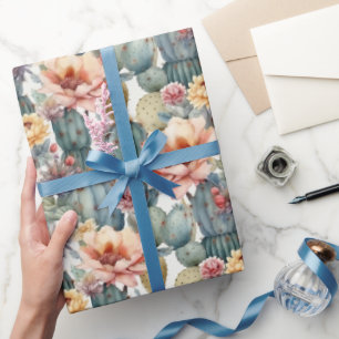 Wüste Rose Kaktus Blume Herbstfarben Geschenkpapier