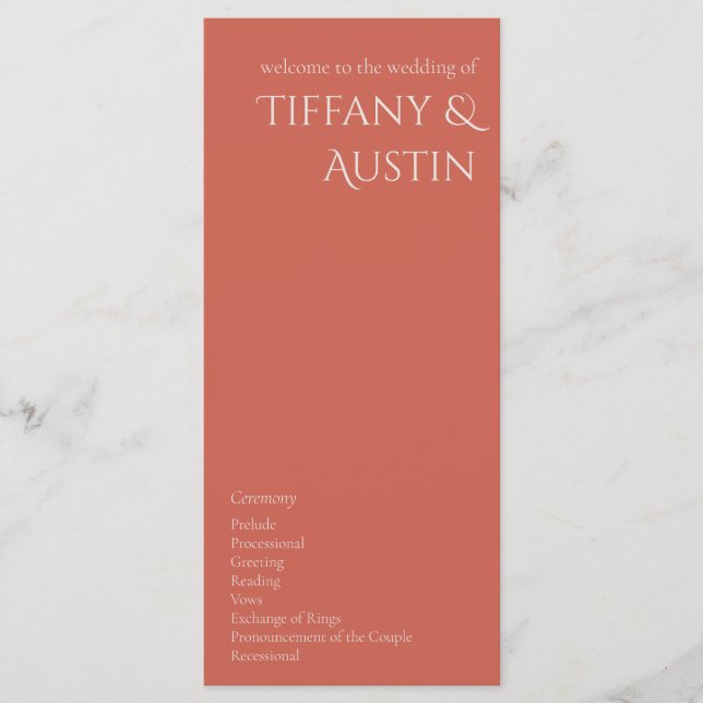 Wüste Rose Modernes Hochzeitsprogramm (Vorderseite)