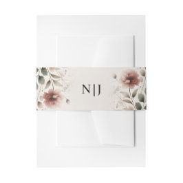 Wüste Rose Pink & Green Blumengrün Hochzeit Einladungsbanderole