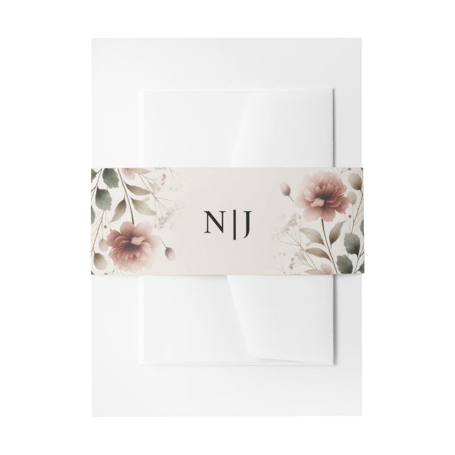 Wüste Rose Pink & Green Blumengrün Hochzeit Einladungsbanderole (Vorderseite Beispiel)