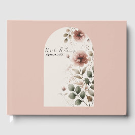 Wüste Rose Pink & Green Blumengrün Hochzeit Gästebuch