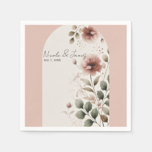Wüste Rose Rosa Blumengrün Bridal Wedding Serviette