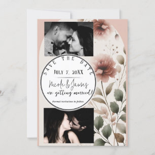 Wüste Rose Rosa und Grün Save the Date Einladung