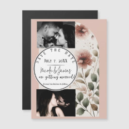 Wüste Rose Rosa und Grün Save the Date Magnetkarte