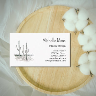 Wüste Saguaro Cactus Minimalistisch Schwarz-weiß Visitenkarte