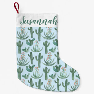 Wüste Saguaro Cactus Succulents Muster CUSTOM Kleiner Weihnachtsstrumpf