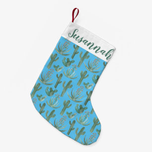 Wüste Saguaro Cactus Succulents Muster CUSTOM Kleiner Weihnachtsstrumpf