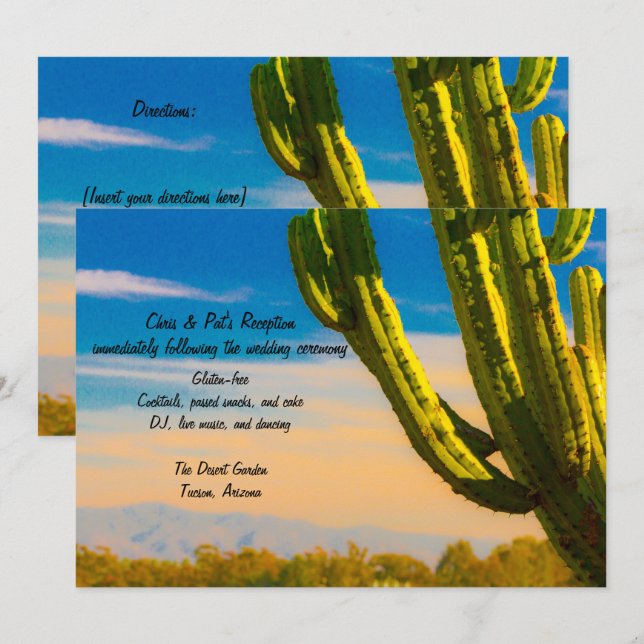 Wüste Saguaro Cactus Wedding Reception Template Einladung (Vorne/Hinten)