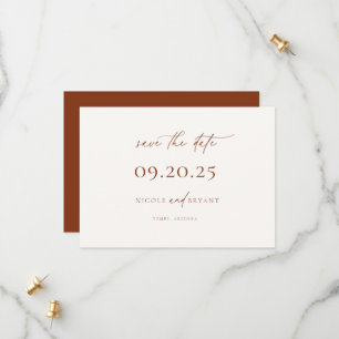 Wüste Sienna Minimalistisch Hochzeit retten Datum Save The Date