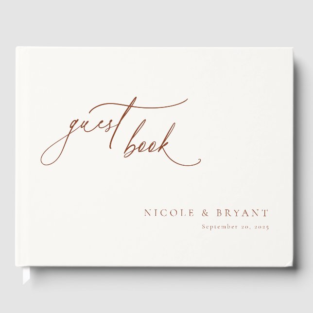 Wüste Sienna Moderne Minimalistische Hochzeit Gästebuch (Vorderseite)