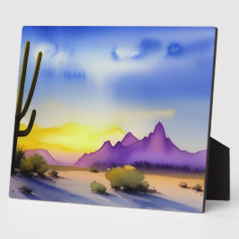 Wüste Sonnenaufgang Landschaftliche Aquarelltafel Fotoplatte