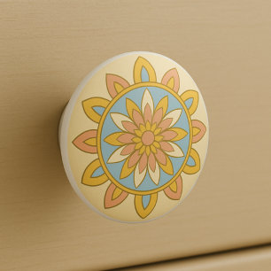 Wüste Sonnenaufgangsfarben Moderne Mandala Kunst,  Keramikknauf