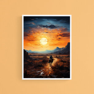 Wüste Sonnenuntergang auf dem Pferd, Serene Wall A Poster