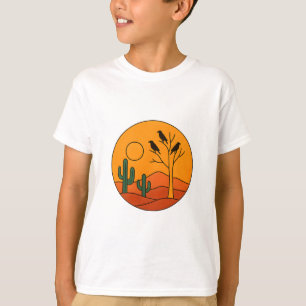 Wüste Sonnenuntergang mit Krähen - Kühne grafische T-Shirt