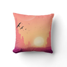 Wüste Sonnenuntergang mit Vögeln - Naturlandschaft