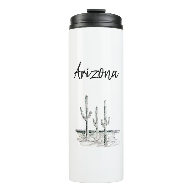 Wüste Südwest-Kaktus Arizona Schwarze Typografie T Thermosbecher (Vorderseite)