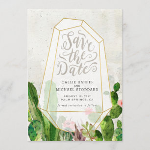 Wüste Sukkulent Save the Date - Stone