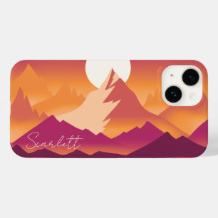 Wüste Sun Mountain Peaks Landschaftsbild Illustrat Case-Mate iPhone 14 Hülle