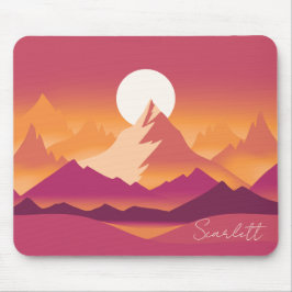 Wüste Sun Mountain Peaks Landschaftsbild Illustrat Mousepad