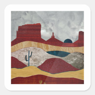Wüste Sunrise Quadratischer Aufkleber