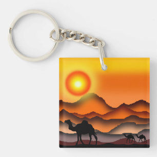 Wüste Sunset Camel Schlüsselanhänger