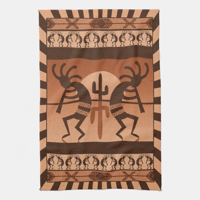 Wüste Sunset Kokopelli Südwest Küchentuch (Vertikal)