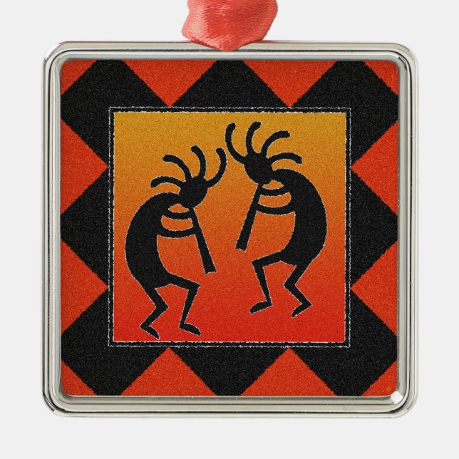 Wüste Sunset Kokopelli Südwestweihnachtbaum Silbernes Ornament (Vorne)
