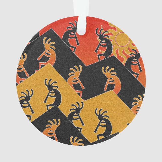 Wüste Sunset Kokopelli Südwestweihnachtliche Weihn Ornament (Rückseite)