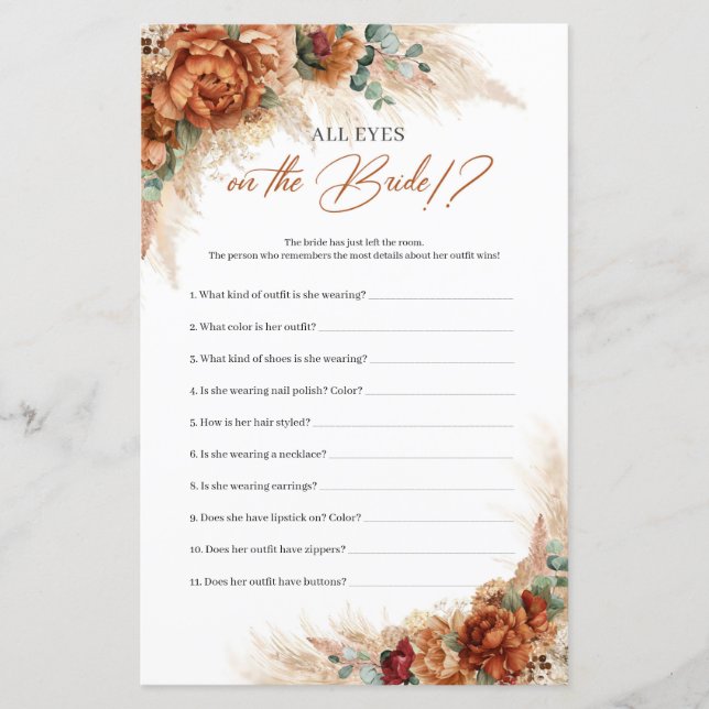 Wüste Terracotta burgundy Alle Augen auf die Braut (Vorderseite)