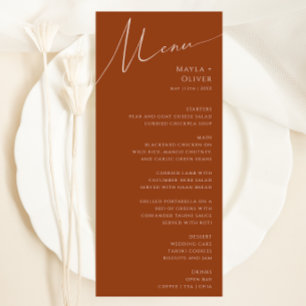 Wüste Terracotta Wedding Dinner Menu Menükarte