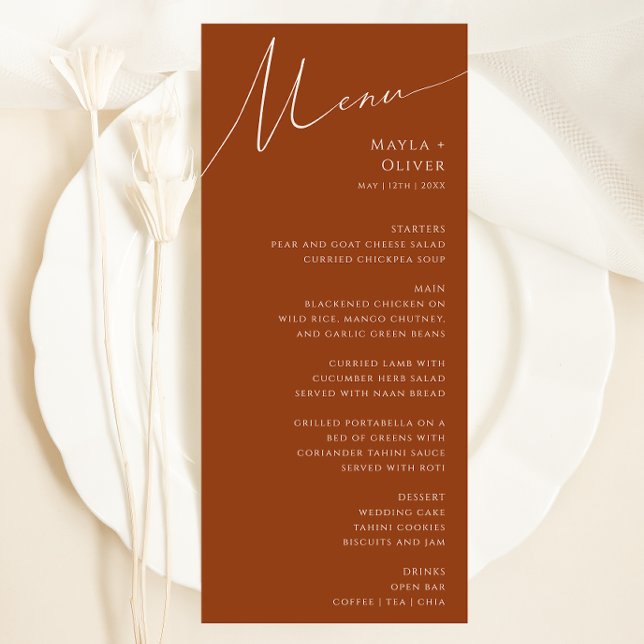 Wüste | Terracotta Wedding Dinner Menu Menükarte (Von Creator hochgeladen)